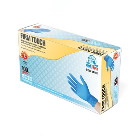 FIRM TOUCH 6050, Nitrile Disposable Gloves, 5 mil Palm, Nitrile, Powder-Free, Medium, 1000 PK, Blue 6050 (M)